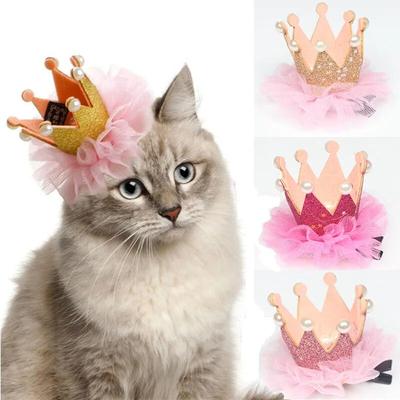 Fermaglio per Capelli Cane Animale Domestico Dolce Corona da Principessa Cappello da Gatto Berretto Festa di Compleanno Cosplay Cappellino per Animali Accessori per la Testa Gatti Gattino Cucciolo Copricapi