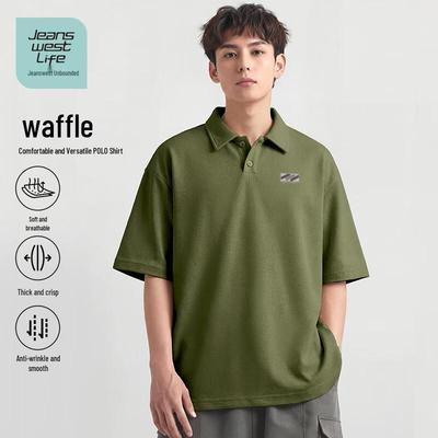 Wafel Short Sleeve Polo Shirt voor Heren