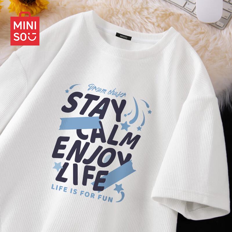 MINISO Men's Waffle Knit Heavyweight Casual T-Shirt