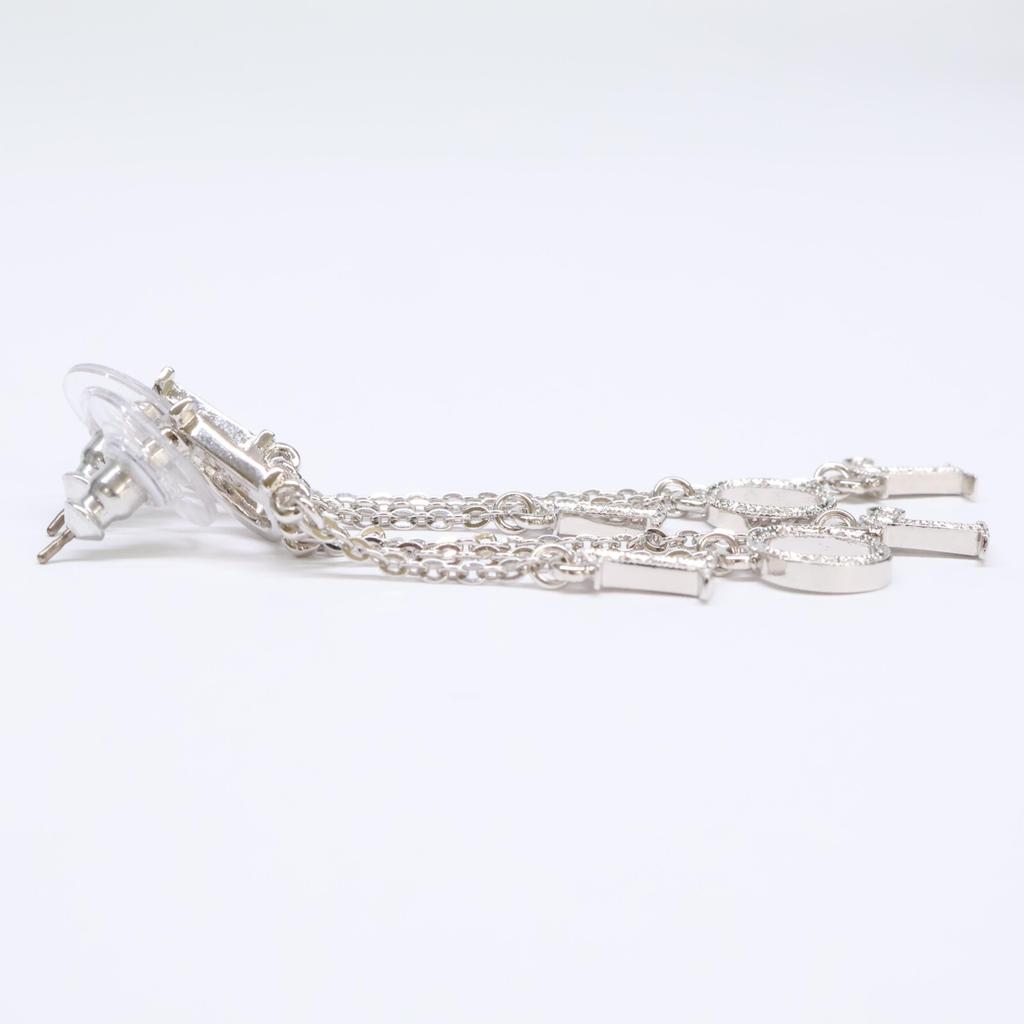 DIOR DIOR Logo Rhinestone Chain Swing earring SilverUsed