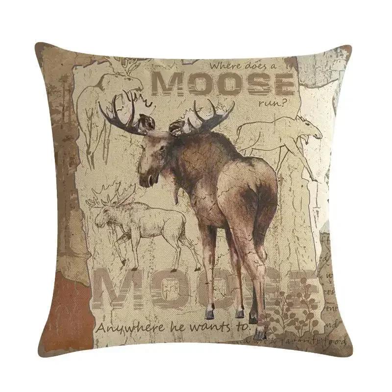 45x45cm Animal Polyester Cushion Cover Bear Pillowcase Wolf Owl Fox Moose Deer Elk Vintage Throw Pillow Cover