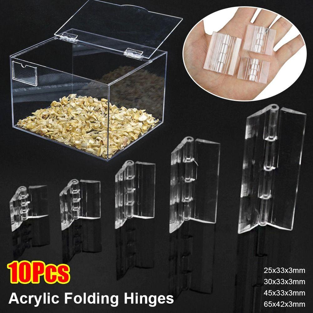 10Pcs Transparent Door Hinges Clear Furniture Hardware Durable Folding Hinge  DIY Cabinet Door Box