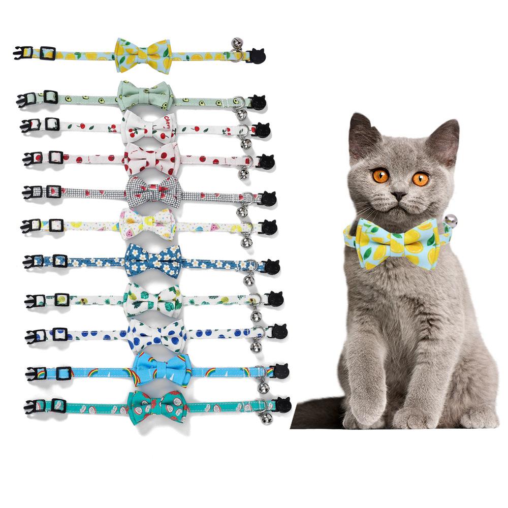 Buy Pet Cat Collar Cute Bowknot With Bells Durable Nylon Adjustable Pet