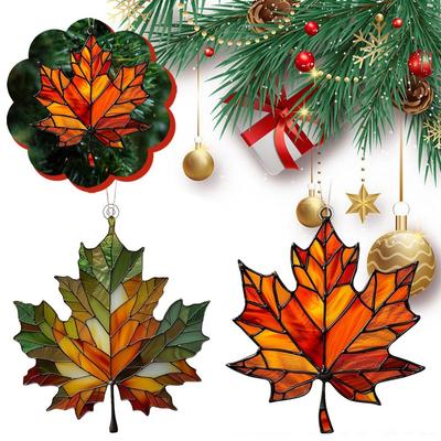 Ahornblatt Sonnenfänger für Fenster, Acryl Ahornblätter Hängeornament Herbstblatt Deko für Thanksgiving Herbst Partyzubehör