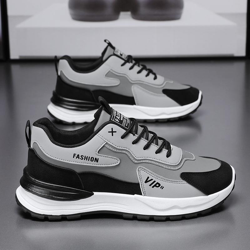 Autumn men's shoes new breathable leather shoes men's Korean version trendy versatile platform sports shoes casual dad shoes men's
