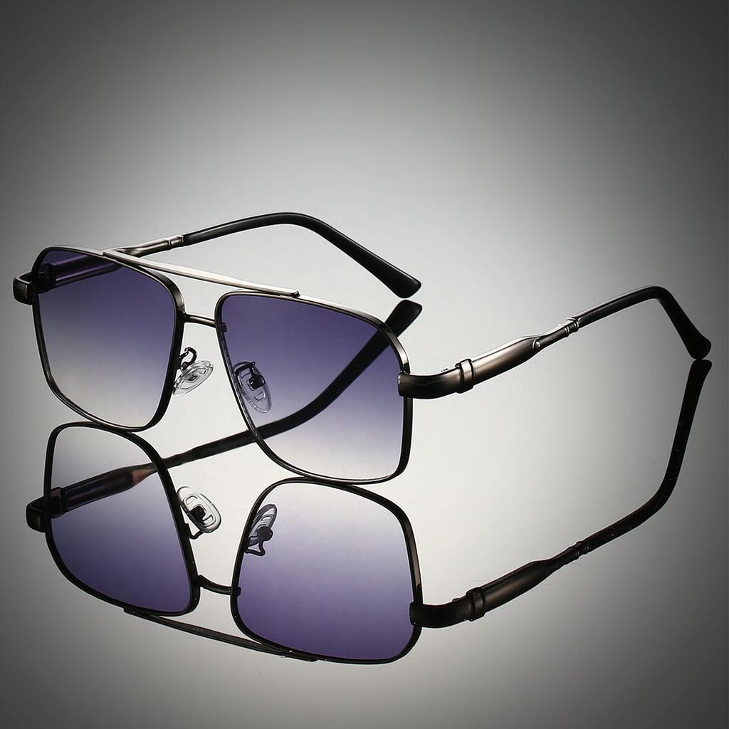 Square Metal Double Beam Men's Sunglasses Fashionable Light Luxury Casual Driving Sunglasses Personalized Colorful Sunglasses
