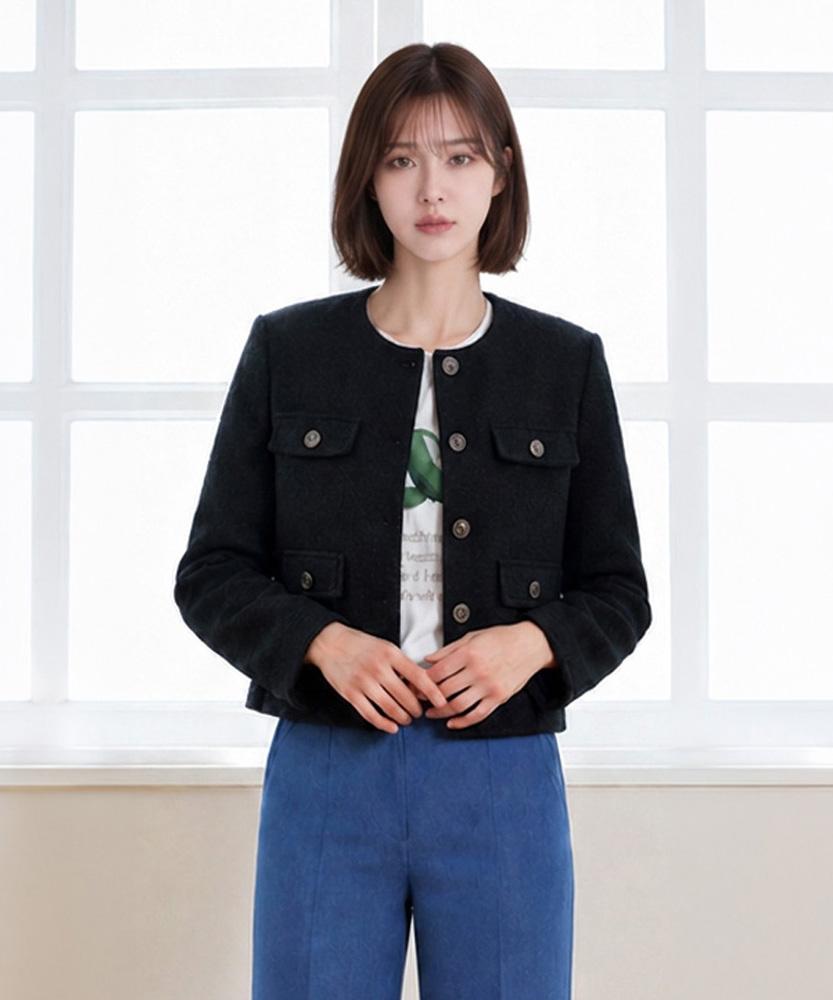LBYL Black Tweed Basic Short Jacket