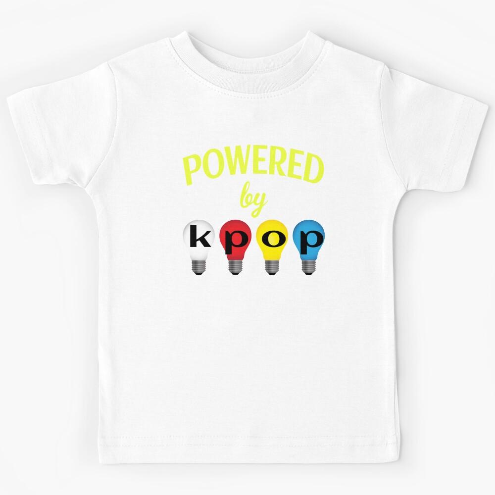 powered by kpop. colored light bulbs Kids T-Shirt 150