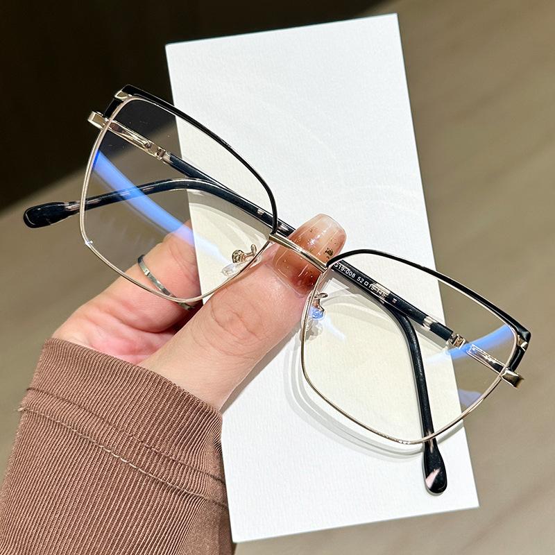 New men's and women's versatile glasses Metal glasses frame Internet celebrity plain face trimming decorative flat glasses Myopia glasses