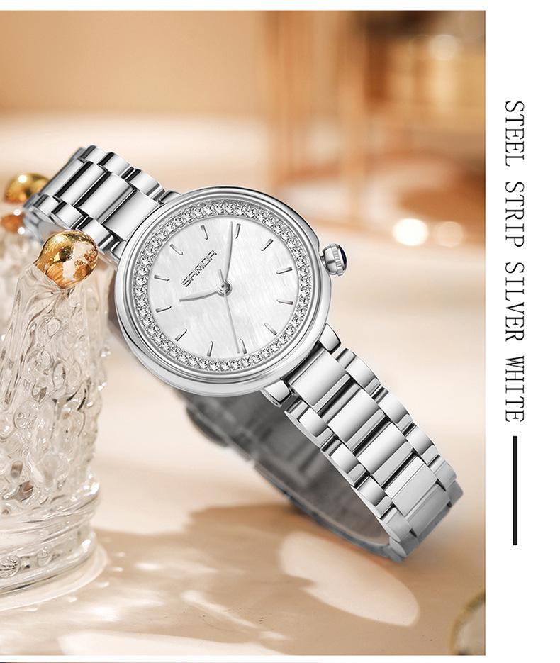Sanda Women's Diamond-Studded Quartz Watch: Fashionable, Light Luxury, Versatile Steel Band 