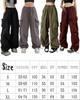 Cargo Wide Plain Large [MTUIOY] Pants, Women's, Pants, Casual, Stylish, Thin, Pants, Loose, Size, 4-Black-M