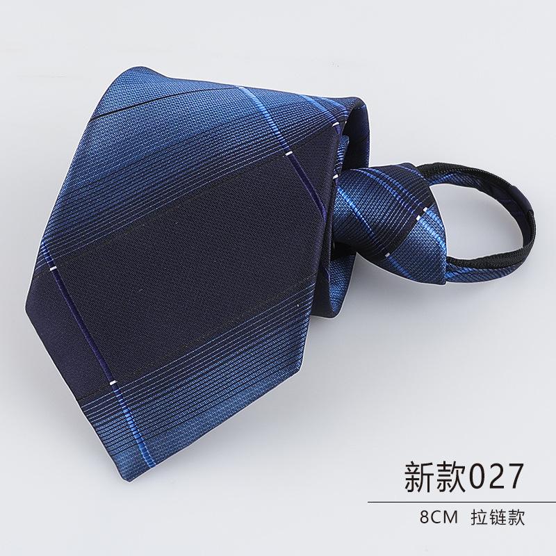 Men'S Dress Business Career Wedding Groom Korean Version Narrow Lazy Blue Zipper Free Hand Striped Tie