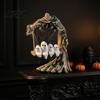 Creative Holiday Gift for Home Glowing Ghost On Swing Resin Yard Decor, Weatherproof Halloween Outdoor Garden Ornament with Gothic Style Ornaments
