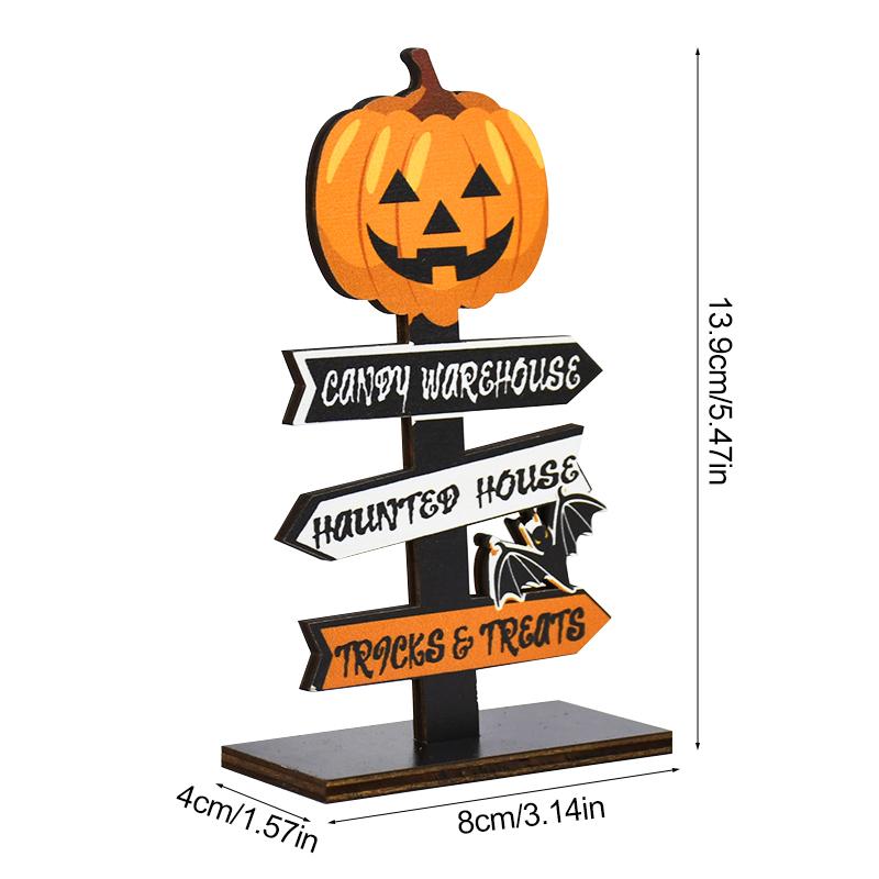 Halloween Pumpkin Ghost Wooden Table Ornament Craft Halloween Home Table Decoration Supplies Halloween Party Kids Gift Favors