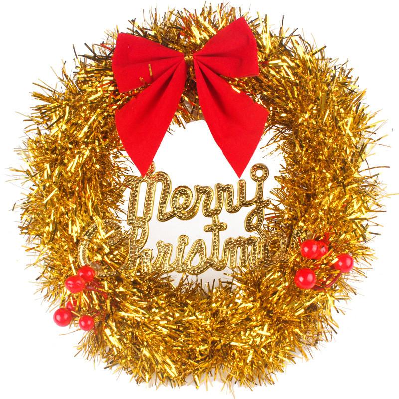 

30cm Christmas Elegant Wreath With Beautiful Butterfly Ribbon For Decorations Festive Gold Floral Wreath