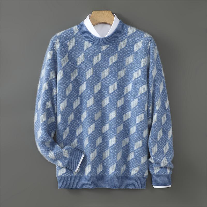 2025 Men s Autumn/Winter 100% Wool Jacquard Knit Sweater L