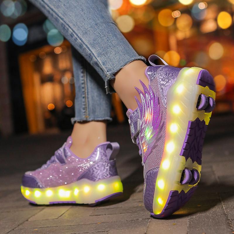 Girs LED Leuchtende Rollschuhe Vierrad-Skates Herren- und Kinder-Rollschuhe LED-Lichtschuhe