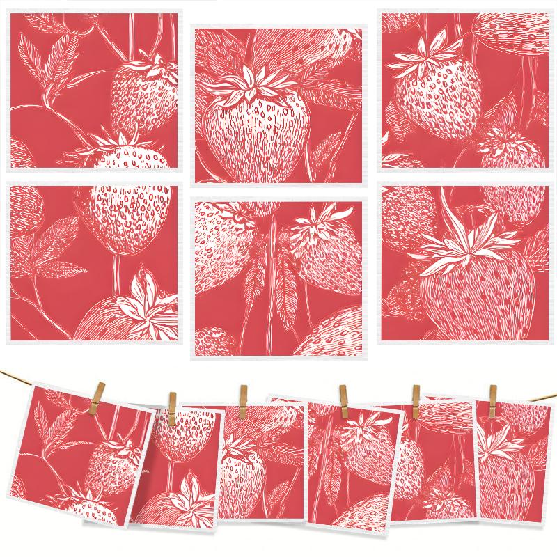 Cleaning Cloth Reusable Kitchen Dish Towels Eco-friendly Microfiber Red Strawberry Print Dishcloths Lint Free Washable Duster Rags Tea Towels 9*7inch