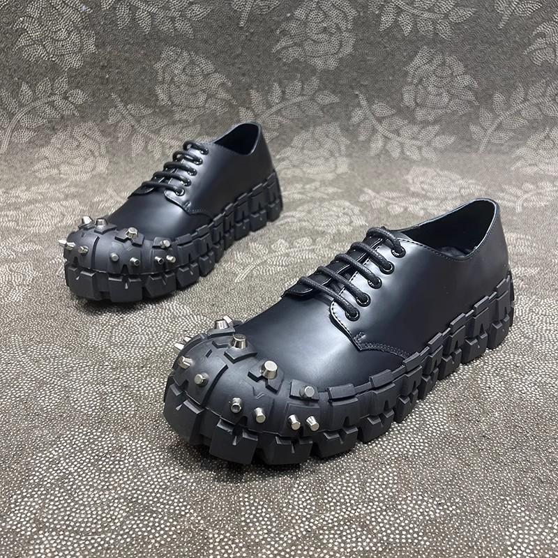 

Мода Панк Женские Ботильоны на Шнуровке 2024 Металлическая Отделка Заклепками Круглый Носок Толстая Подошва Ботинки Женские Ночной Клуб Рок Платформа Обувь 35 чёрный