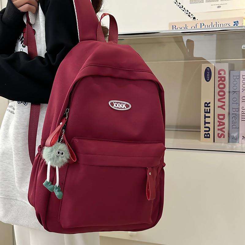 Solid Color Student School Bag Women's Large Capacity Backpack Campus Backpack