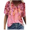 Women Tie-dye  Floral  Printed Colorful  Short Sleeve V Neck  Blouse Tops
