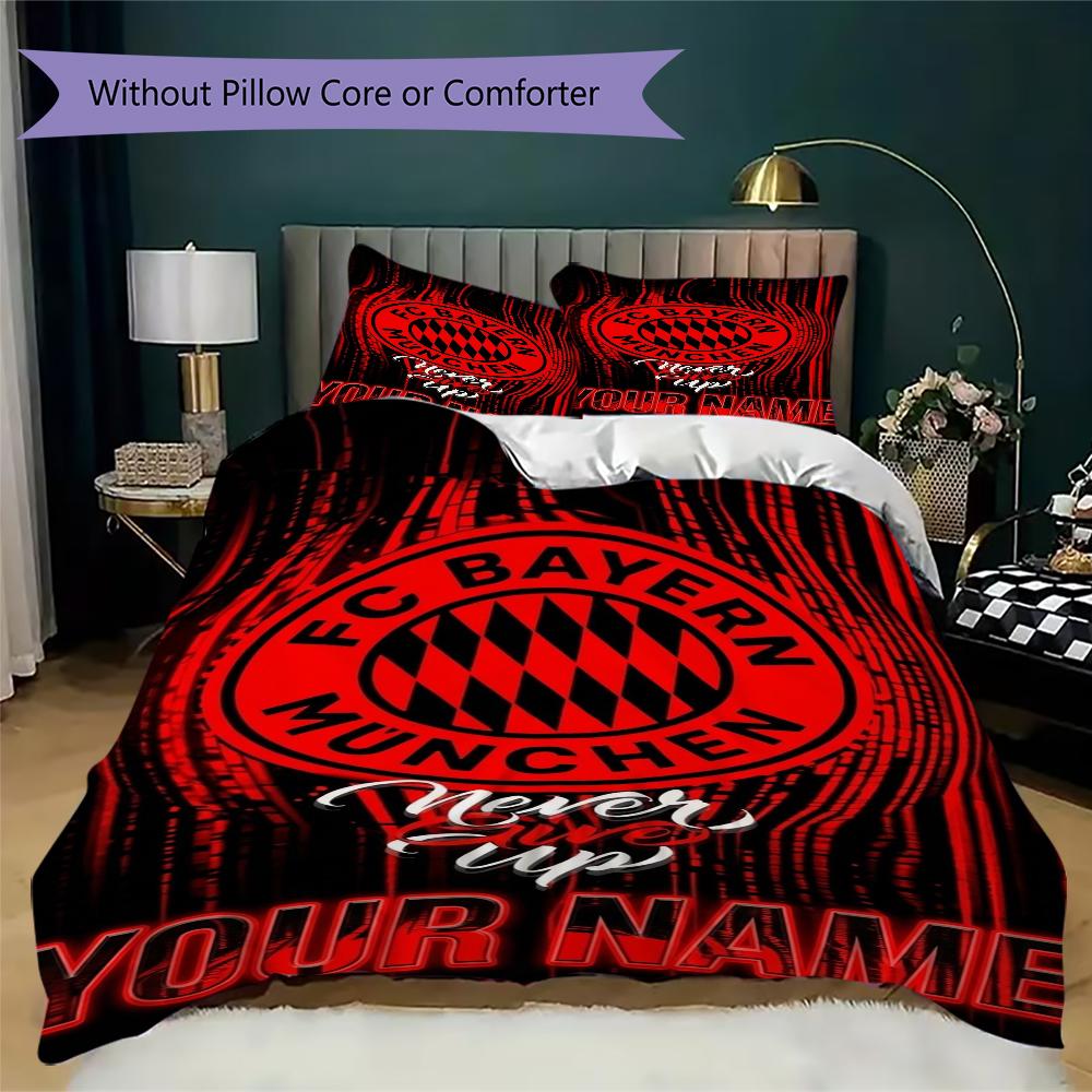 Custom Name Bayern Munich Pattern Bedding uilt Set uilt Cover Pillowcase Home Decoration Birthday Gift (1*duvet cover+2*pillowcase without core)