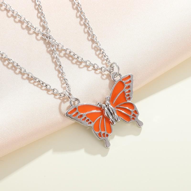 Cross-border New Best Friend Colorful Butterfly Match Friendship Magnetic Necklace Sweater Chain