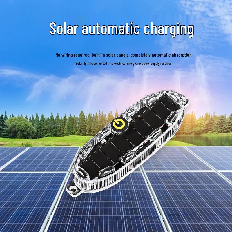 Red & Blue Wireless Solar LED Strobe Light for Car/Motorcycle/Bicycle - Anti-Collision Safety Warning Light