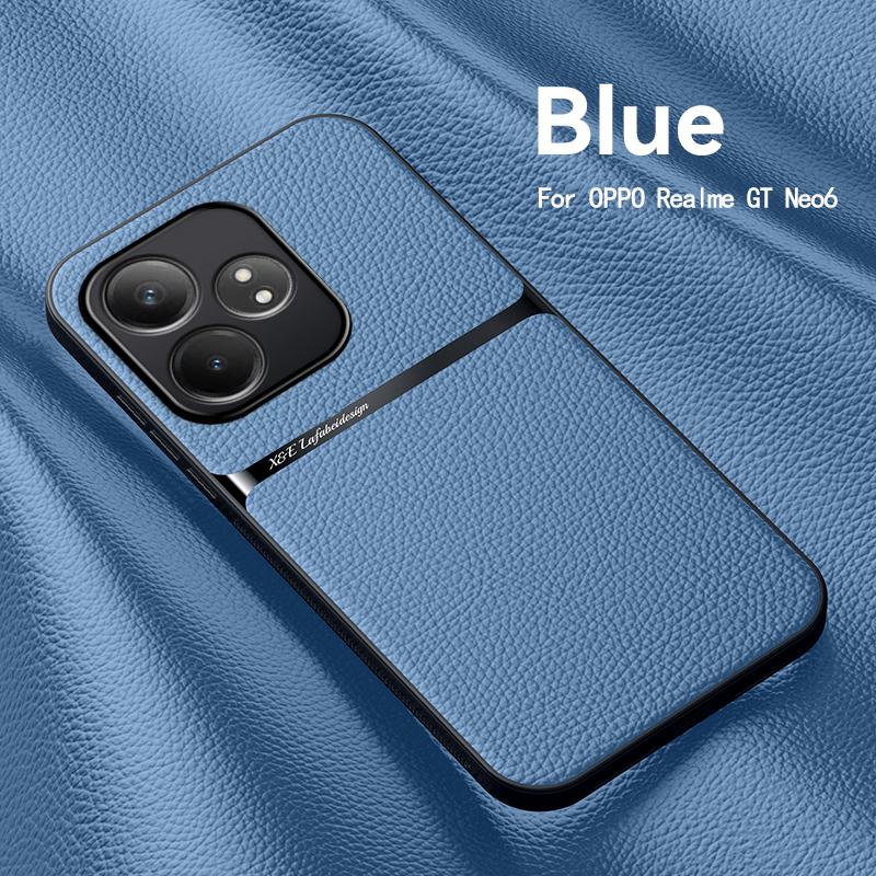 

Для OPPO Realme GT Neo 6 GT Neo 6se GT 6 чехол для телефона с текстурой кожи, встроенным магнитом, мягким TPU краем, защитой от падения и отпечатков пальцев For Realme GT 6 T