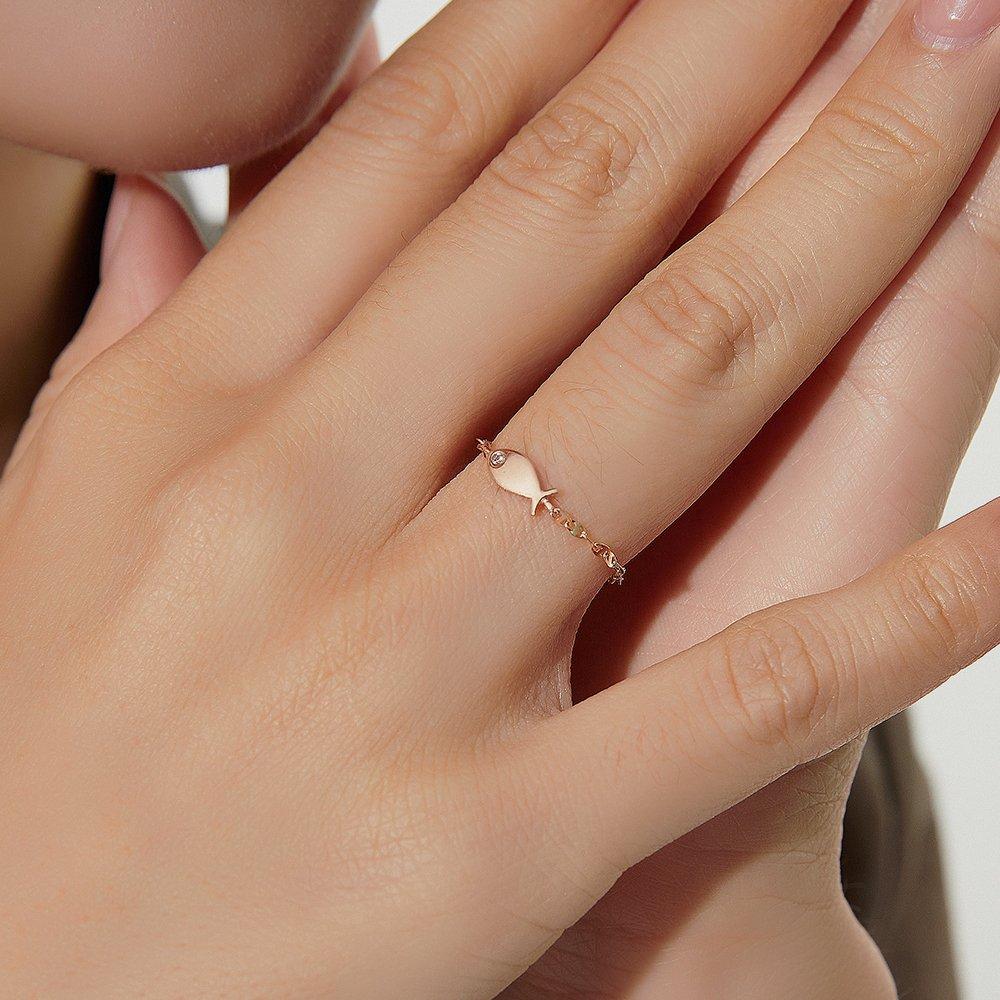 14K 18K Lapine Fish Chain Gold Ring