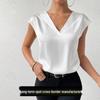 Dames Europese & Amerikaanse V-hals Satijnen Feestblouse - Korte Mouwen Casual Lente/Zomer Top
