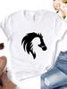 Horse Head Print T Shirt Women Short Sleeve O Neck Loose Tshirt Summer Women Tee Shirt Tops Camisetas Mujer
