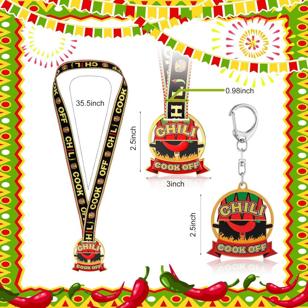 Quelay 12 Pcs Chili Cook Off Prizes Include 3 Cook Off Trophy 3 Wooden 1st 2nd 3rd Engraved Spoon 3 Kitchen Cooking Aprons 3 Chili Keyring for Men