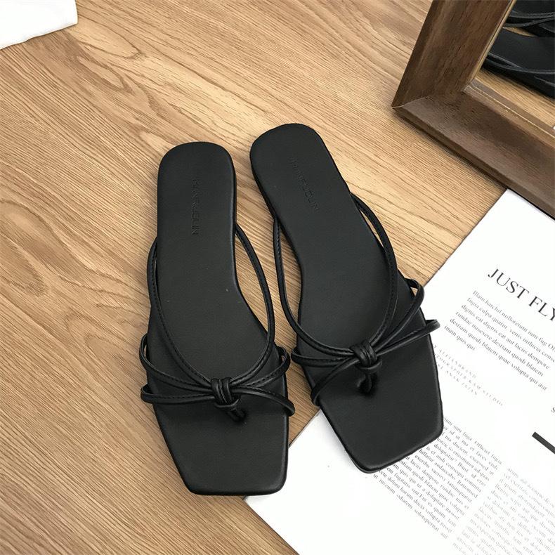 

Spring 2025 new flat-bottomed cool slippers square-headed fairy style with skirt strap cover toe silver sandals women s shoes 35 чёрный