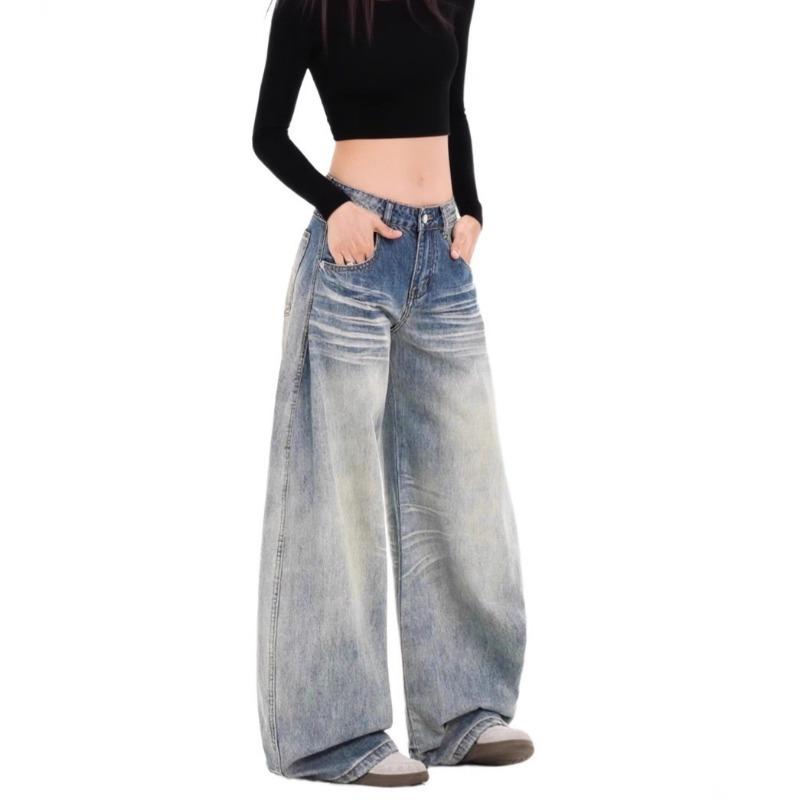 Winter Thickened Fleece Jeans Women's Retro Wide Leg Scimitar Jeans Women's