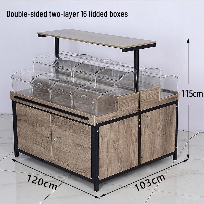 Supermarket Multi-Layer Detachable Display Rack for Bulk Dried Fruits, Grains, Candy, and Biscuits.