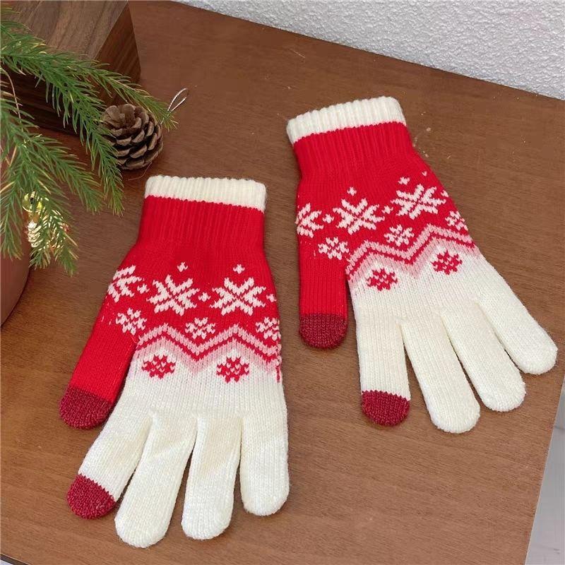 Women Winter Cycling Touch Screen Knitted Glove Students Fashion Warm Full Finger Mittens Female Knitted Glove Wholesale T89