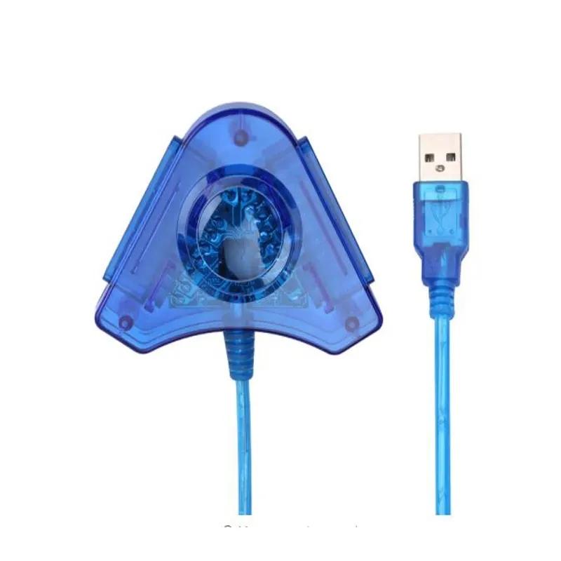 USB Gamepad Dual Port Adapter For PS2 Controller PC USB Adapter Cable Converter With CD Driver