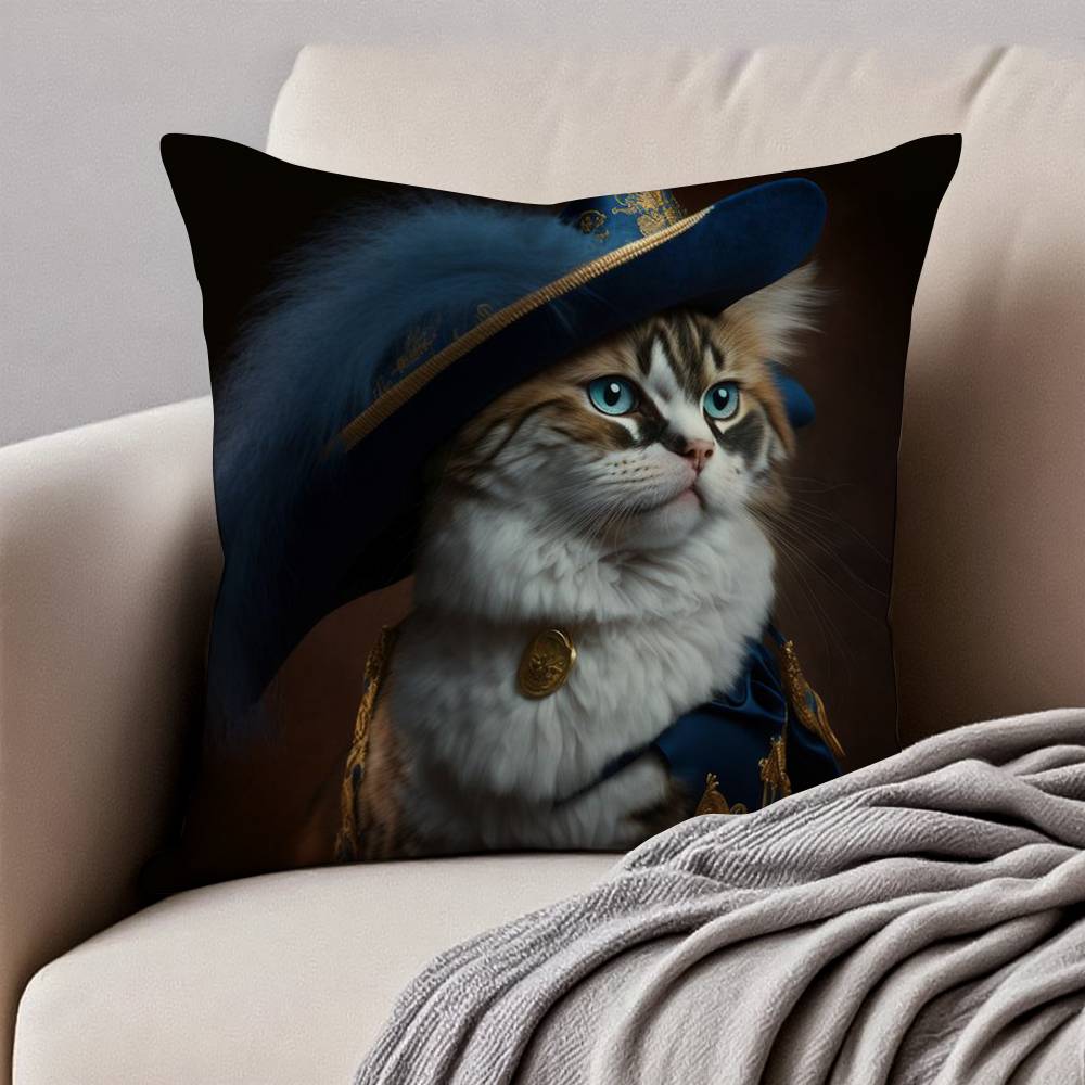 Renaissance Königliche Katze Lustiger Kissenbezug Anti-Hausstaubmilben Unsichtbarer Reißverschluss Sofa Bett