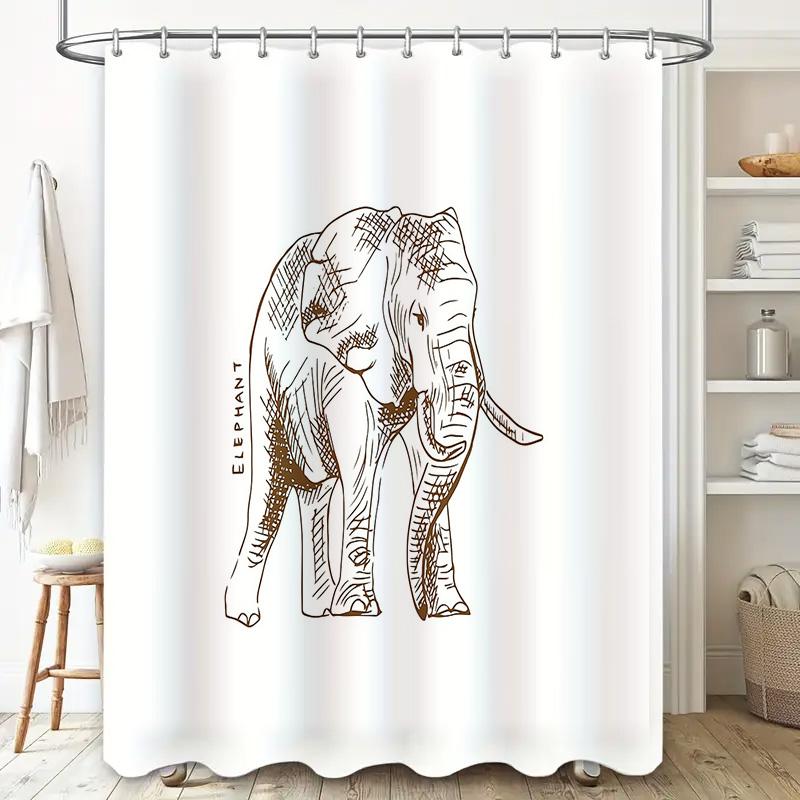 unframed Elephant Shower Curtain Woodland Animal Bathroom Decor Nature Forest Wildlife Washable Liner Modern Farmhouse Home Deco