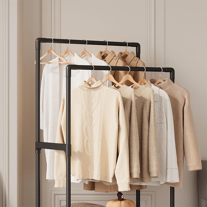 Movable Floor-Standing Children's Clothes Rack with Assembly & Drying Features