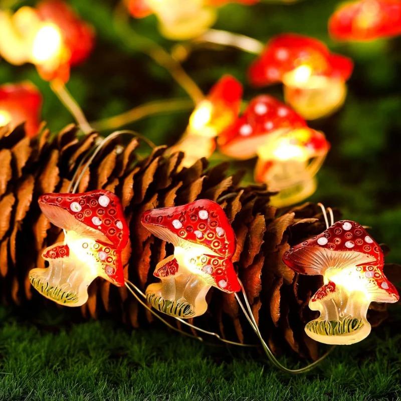 LED Mushroom Light, Copper Wire Light String, Micro Landscape Atmosphere Decorative Light, Easter Small Colorful Light Strip