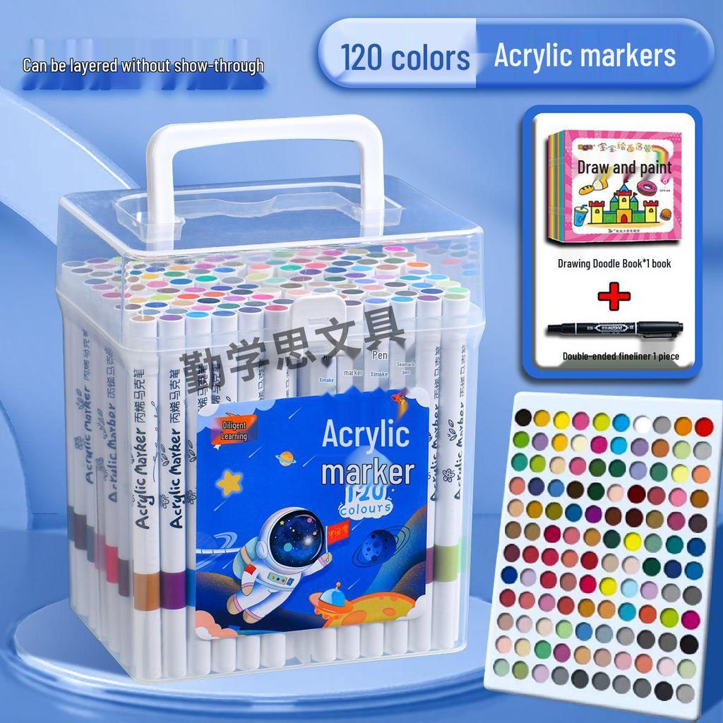 Acrylic Markers & Washable Colored Pencils Set - Non-Bleeding, Layerable Colors, Ideal for Kids and Students, Kindergarten Use