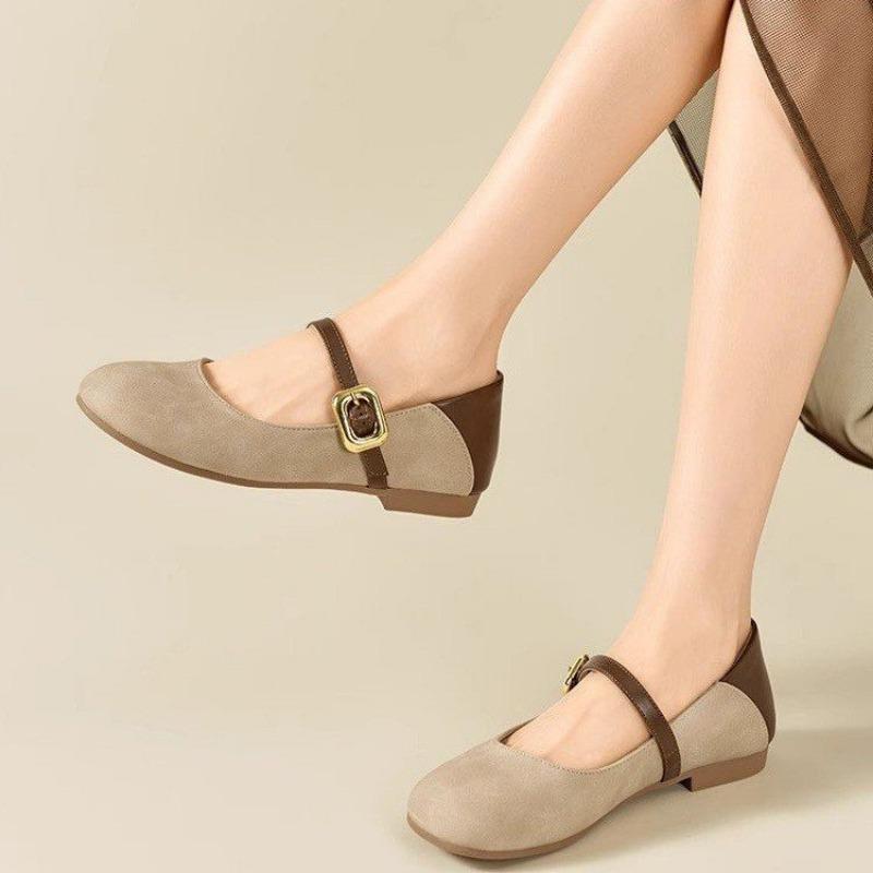 Flat-bottomed retro soft-soled women's autumn new low-heeled soft leather single shoes Mary Jane work shoes