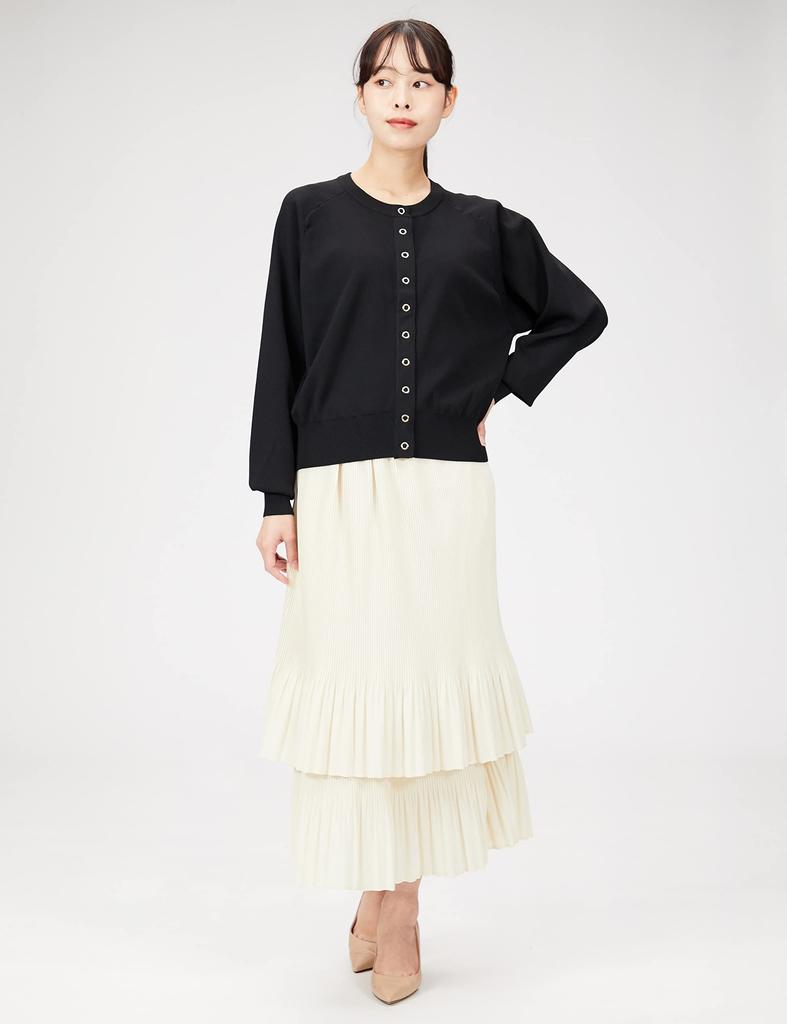 N Natural Beauty Dot Button Cardigan Size M Basic Women's Sweater, Black,