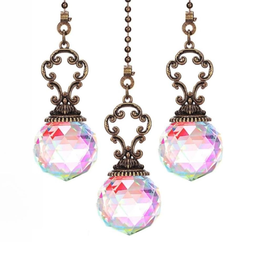 1/2/3/4 Stück Kristallprisma-Kugel, Vintage-Anhänger, Kugelverlängerung, Lichtzugkette, Verlängerungsornament für Badezimmer, Toilette, Deckenleuchte, Ventilator, Schreibtischlampe