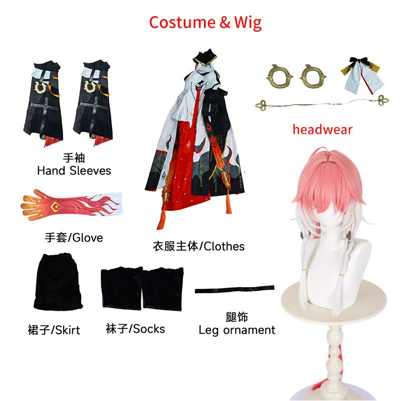 Wuthering Waves Changli Cosplay Costume Dress Chang Li Wig Hair Game Women Role Play Outfits For Carnival