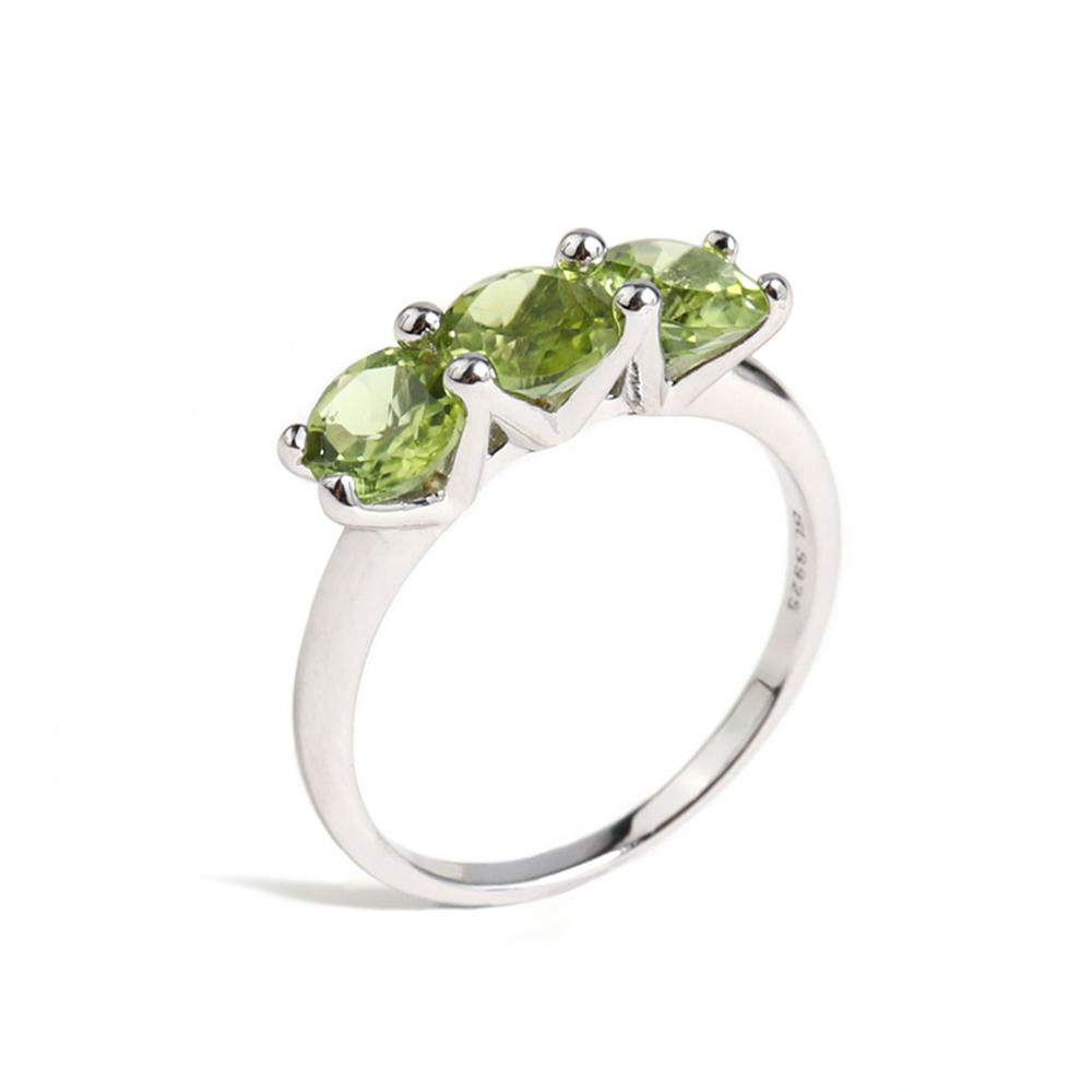 Classic Natural Peridot Round 6.0mm Ring Real Gemstones 925 Sterling Silver Fine Jewelry for Ladie's Birthday Anniversary Gifts
