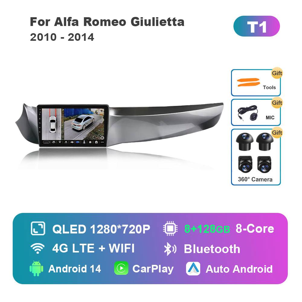 Android 14 System Car Radio Multimedia Player for Alfa Romeo Giulietta 2010 - 2014 GPS Navi WiFi IPS Touch Screen DSP Stereo 4G