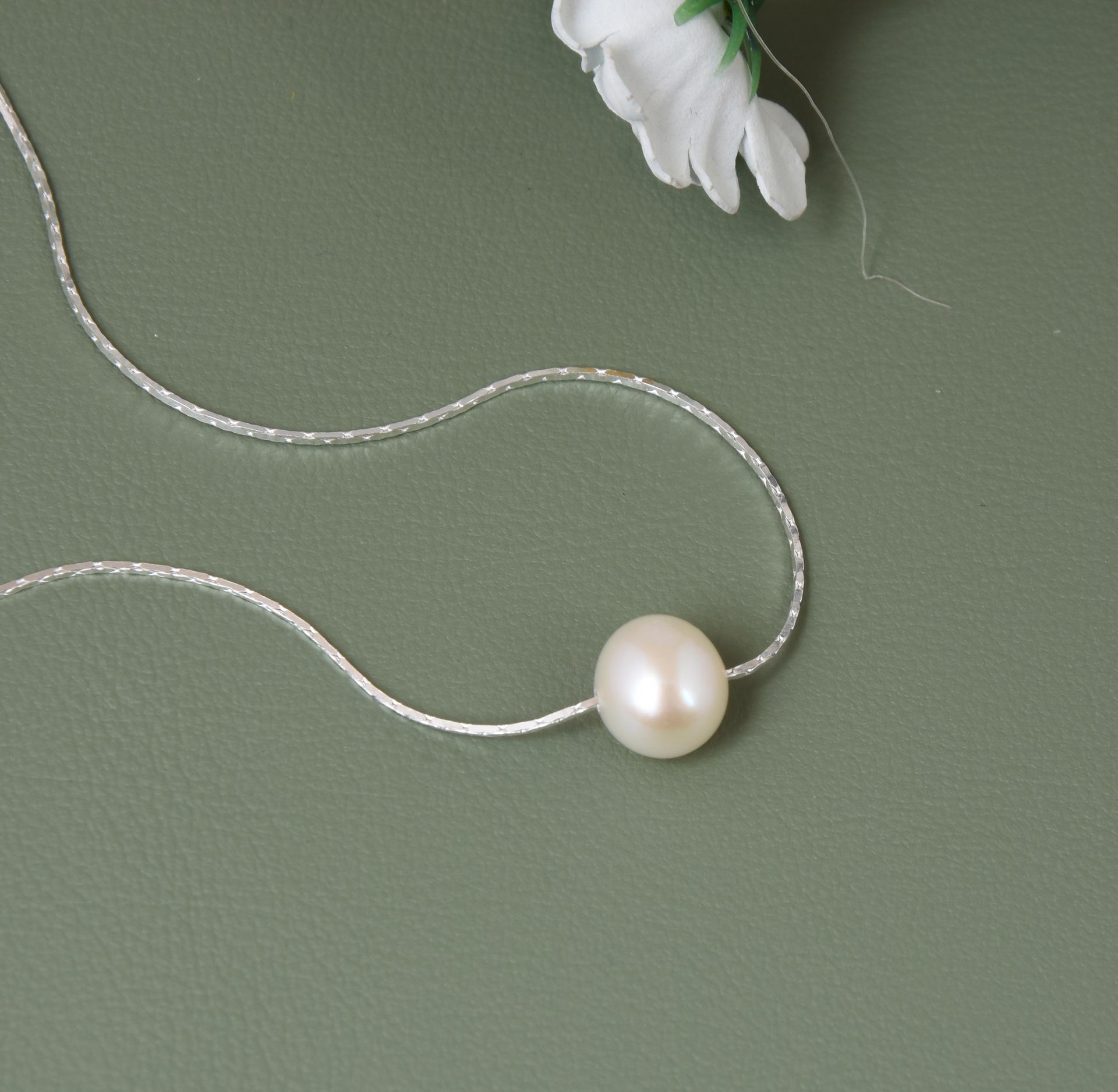 

Изысканная подвеска из пресноводного жемчуга на колье-цепочке «змейка» из стерлингового серебра S925 S925 Silver